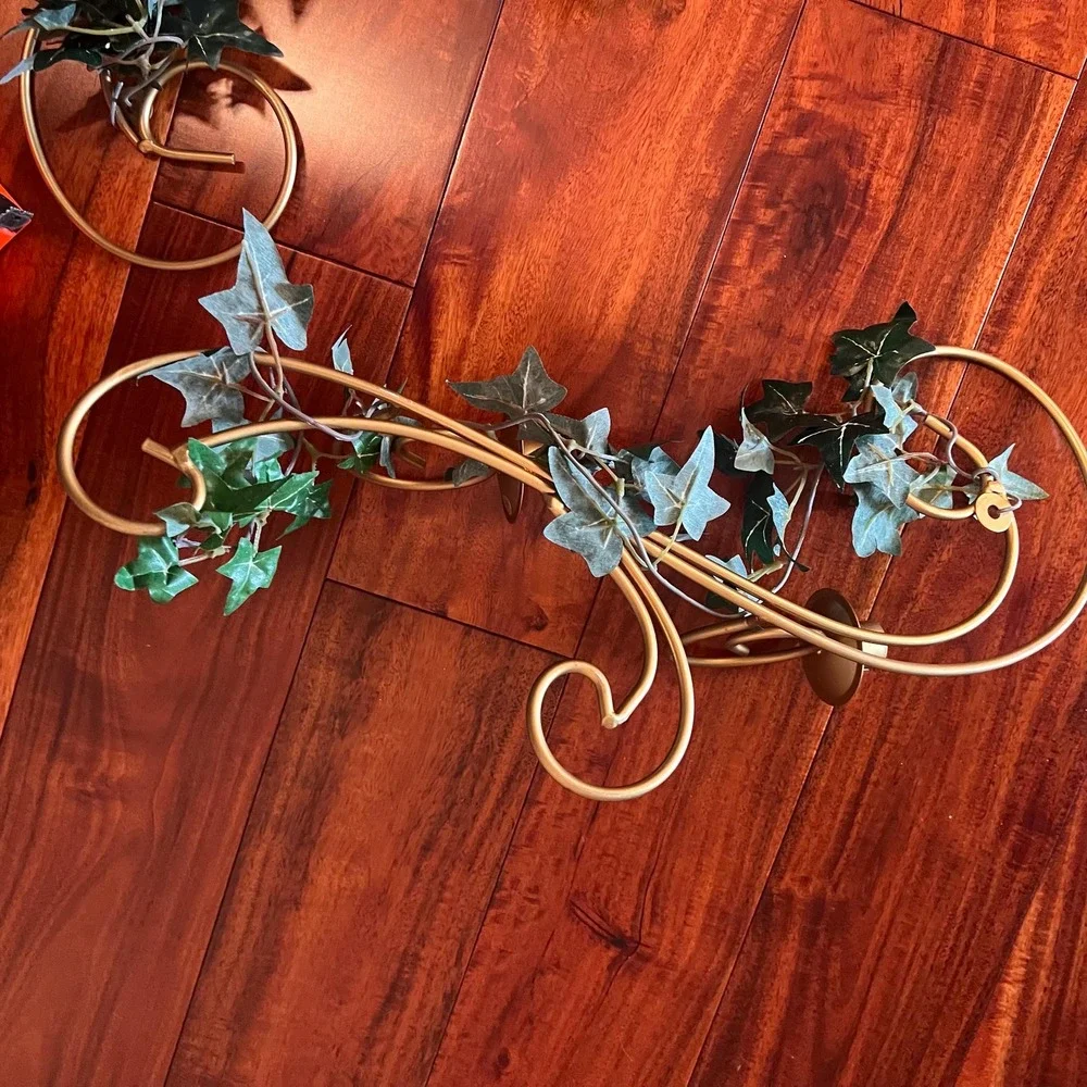 VTG Metal Ivy Wall Candle Sconces Pair Home Interiors Style Hollywood Regency